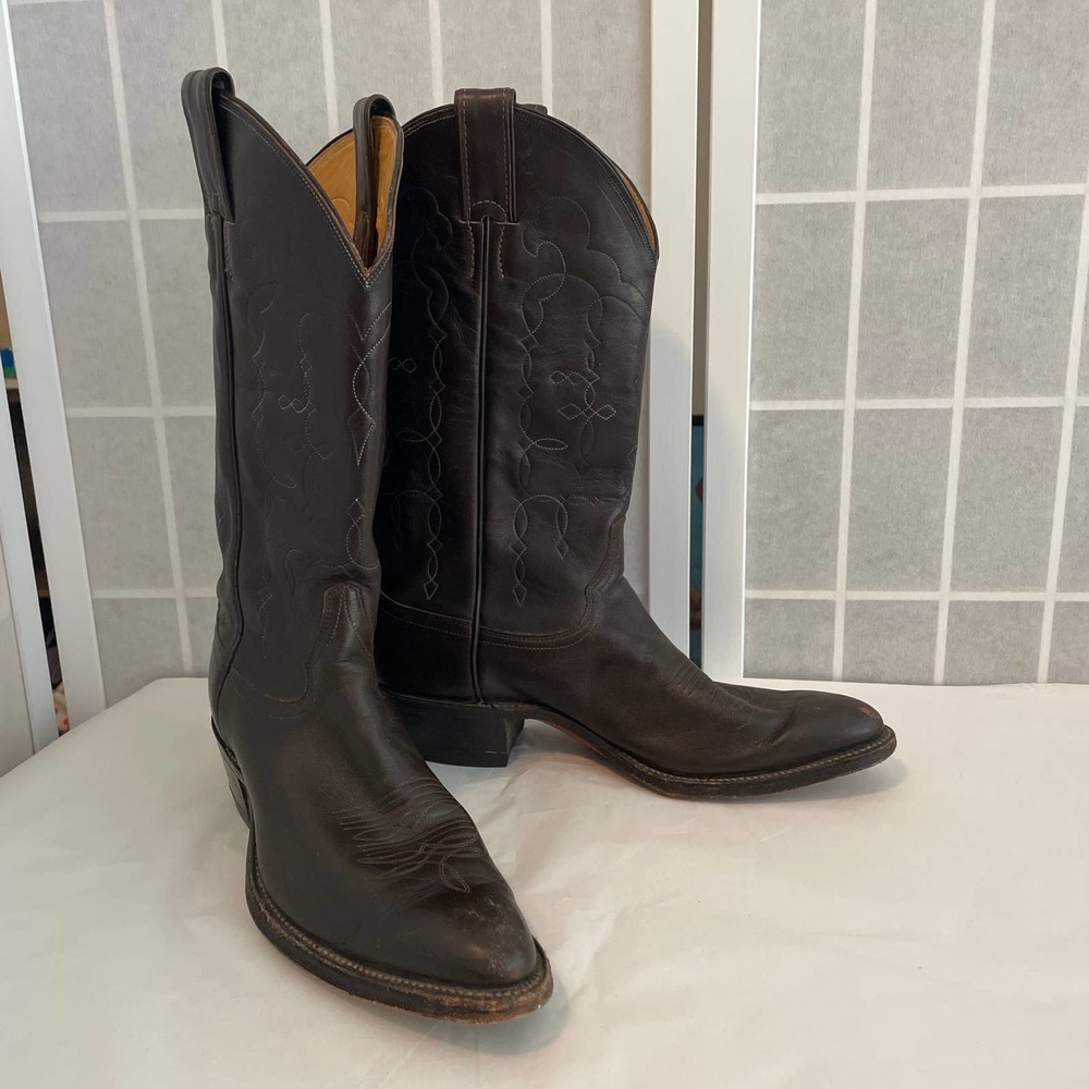 Justin Cowboy Boots Brown Leather Mens 9.5 Western Rockabilly Rodeo 5513 Wmns 11
